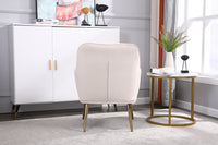 Modern Mid Century Velvet Sherpa Armchair for Living Room Bedroom Office Easy Assembly Beige