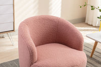 Light Pink Swivel Accent Armchair Barrel Chair with Black Powder Coated Metal Ring for Living Room or Office