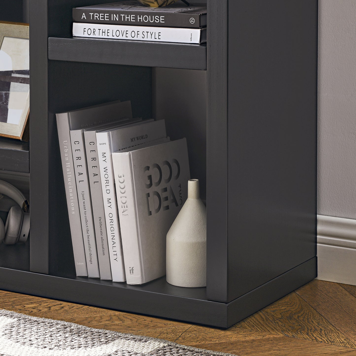 Open Wooden Shelf Bookcase Freestanding Display Storage Cabinet with 7 Cube Spaces for Living Room Entryway Storage