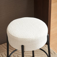 Set of 2 24 Inch Tall Round Upholstered Bar Stools for Kitchen and Coffee Shops Contemporary Design