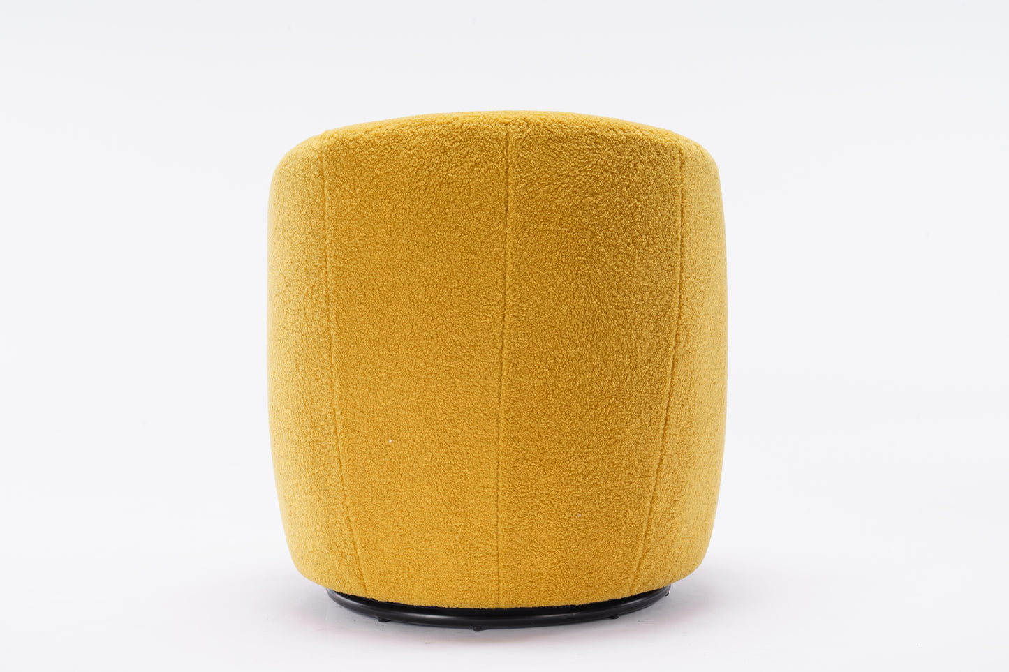 Teddy Fabric Swivel Accent Barrel Chair with Metal Ring Yellow Modern Design for Living Room