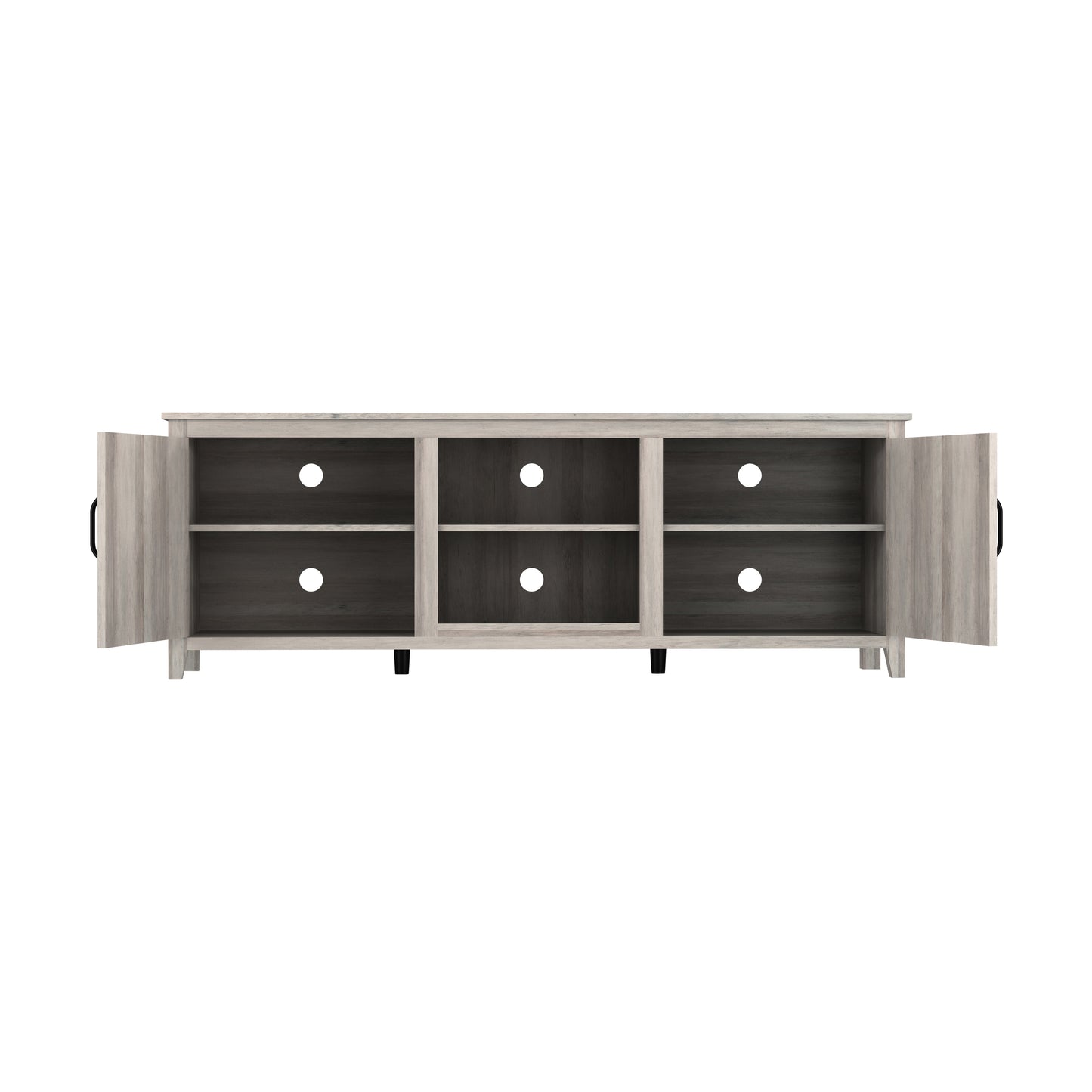 TV Stand Storage Media Console Entertainment Center with Two Doors in Grey Walnut Finish