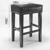 Counter Height 26" Bar Stools for Kitchen Counter Backless  Faux Leather Stools Farmhouse Island Chairs (26 Inch, Gray, Set of 2)