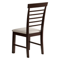 Retro Dining Chair Set of 2 Rustic Rubberwood Upholstered High Back Cushion Cream Dark Cappuccino Small Space Kitchen