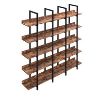 5 Tier Open Bookshelf Vintage Industrial Style Metal Frame MDF Board Home Office Storage Shelf