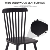 Black Rubber Wood Dining Chairs Set of 4 Simple Natural Solid Wood Living Room Seating