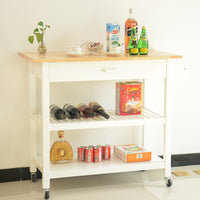 Mobile Kitchen Island Cart with Lockable Wheels, Simple Design for Food Display, Large Drawer for Kitchen Storage