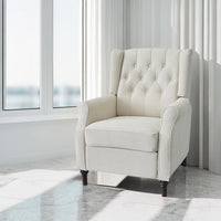 Modern Beige Reclining Armchair with Adjustable Back and Padded Cushion for Living Room and Bedroom