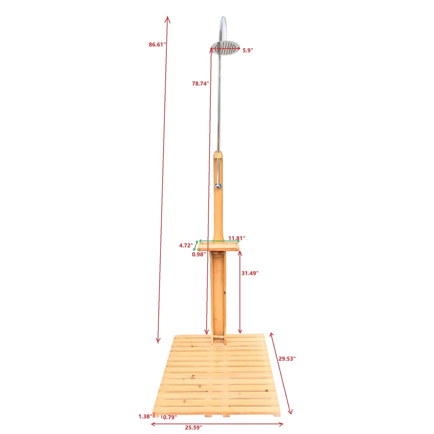 Outdoor Garden Pool Shower with Chassis Board, for Swimming Pool, Patio, Terrace, Garden,Wood