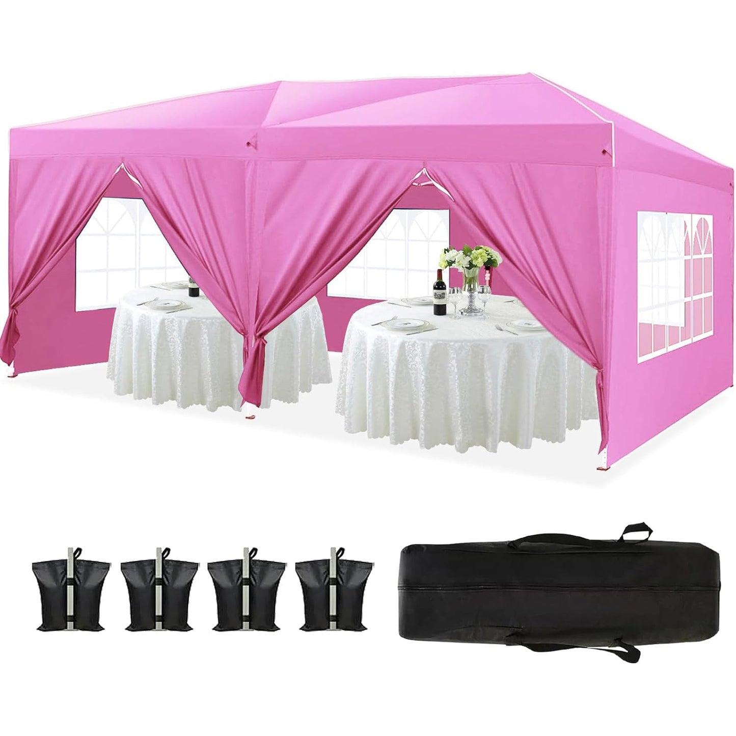 10x20 Pop Up Canopy with 6 Removable Sidewalls Portable Outdoor Shelter for Events Beach Weddings Camping UPF 50+