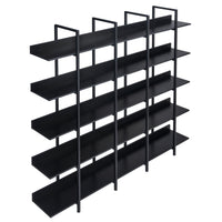 5 Tier Bookcase Home Office Open Bookshelf, Vintage Industrial Style Shelf With Metal Frame, MDF Board