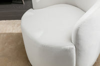 Velvet Fabric Swivel Accent Armchair Barrel Chair with Black Metal Ring Base White