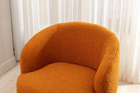 Teddy Fabric Swivel Accent Armchair Barrel Chair with Black Metal Ring Caramel Color