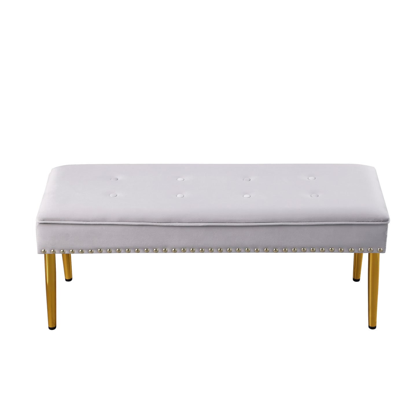 Large Storage Benches with Nailhead Trim Tufted Velvet 2 in 1 Combination for Living Room Entryway Hallway Bedroom Gold Legs 250lbs Capacity