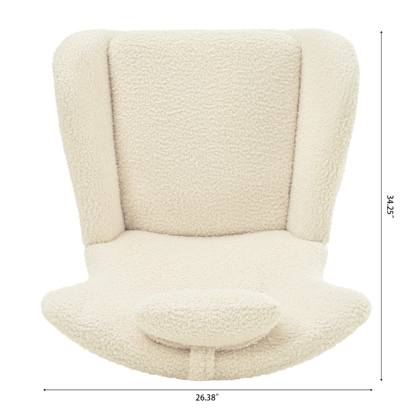 Beige Teddy Upholstered Rocker Glider Chair with Adjustable Headrest for Nursery Bedroom Living Room Office