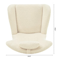 Beige Teddy Upholstered Rocker Glider Chair with Adjustable Headrest for Nursery Bedroom Living Room Office