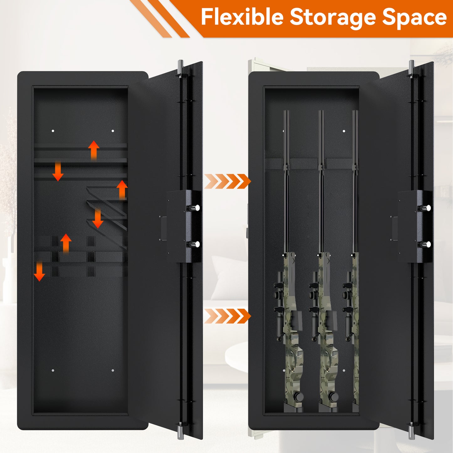 Wall Safe for Home - Quick-Access Rifle Safe Between Studs with Removable Shelf & Digital Keypad - Secure Storage Solution