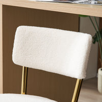 Set of 2 Modern Teddy Fabric Bar Stools with Metal Base - Beige Upholstered High Stools for Kitchen Dining Living Room