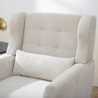Modern Accent Chair Upholstered Foam Filled Comfy Reading Chair Mid Century Chenille Fabric Lounge Armchair for Living Room Bedroom Beige