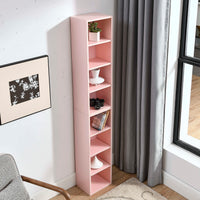 8-Tier Slim Media Tower Rack Adjustable Shelves Tall Bookcase Storage Cabinet for Home Office Display