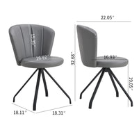 Gray 360 degree  Swivel Makeup Chair PU Vanity Chair Upholstered with Black Metal Legs for Home Office Dining Room Bedroom