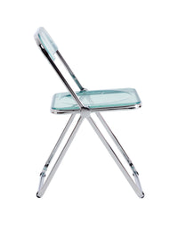 Light Blue Clear Transparent Folding Chair Plastic Living Room Seat Comfortable Space-Saving Design