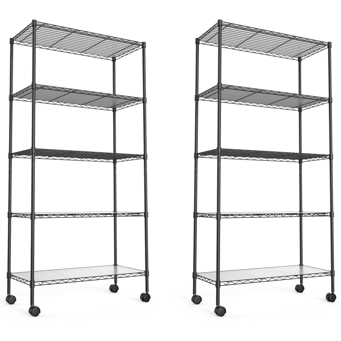 5 Tier Heavy Duty Wire Shelving Unit Adjustable Storage Shelves for Garage Kitchen Office Commercial Use Black