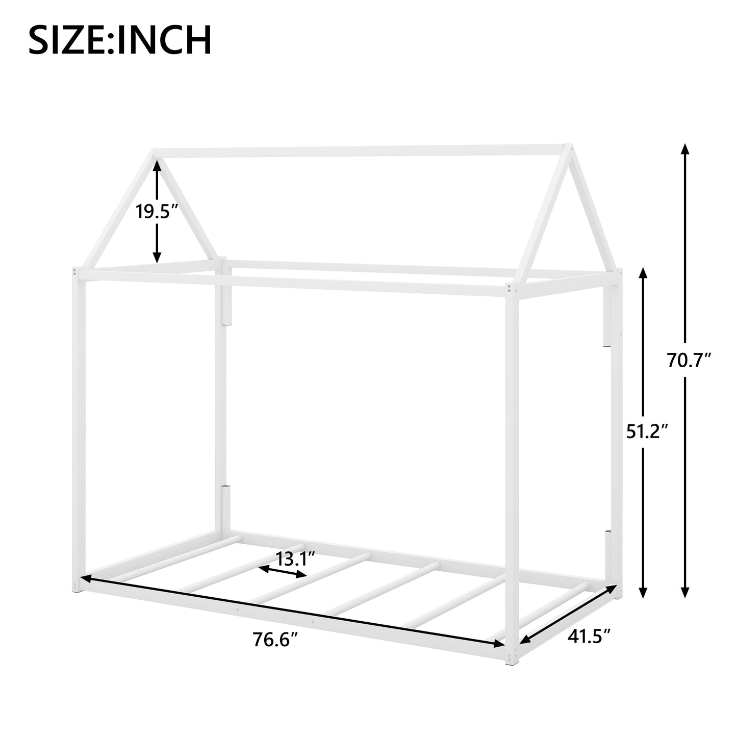 Metal House Shape Platform Bed, twin