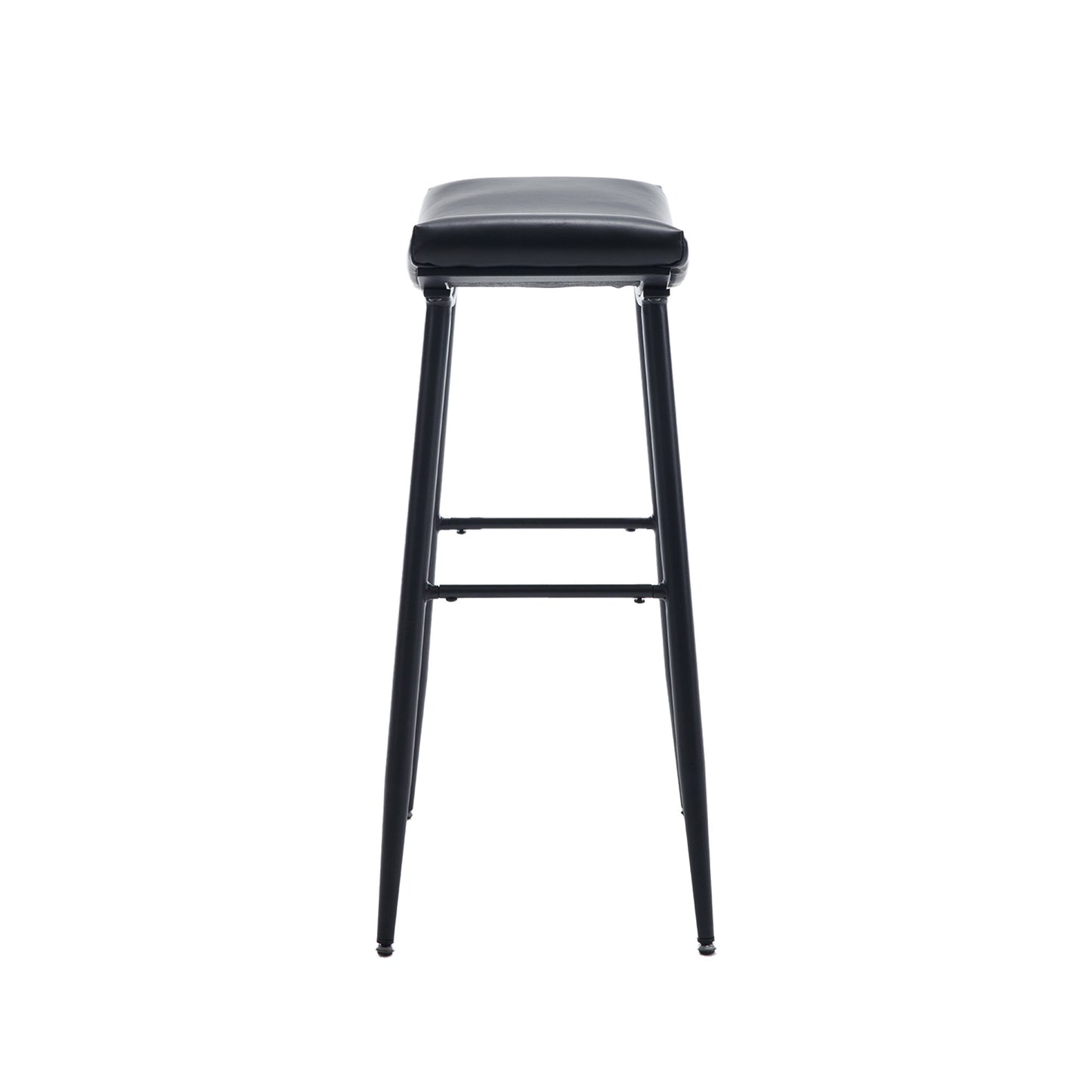 Counter Height Bar Stool Set of 2 PU Upholstered Breakfast Stools with Footrest for Kitchen Dining Room Island Black