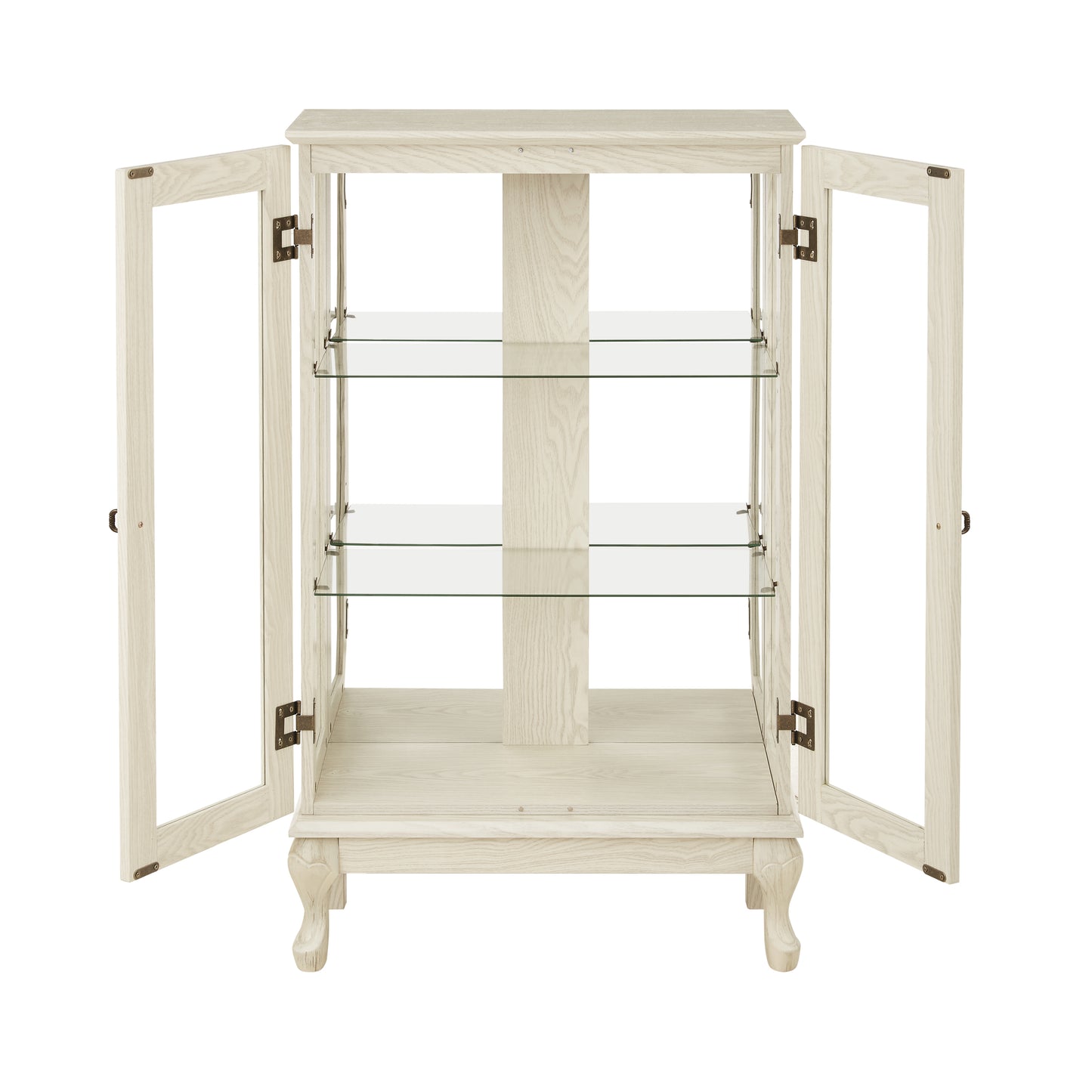 Elegant 2 Door Curio Cabinet with Glass Doors Adjustable Shelves Mirrored Back Lighted Display for Home Office