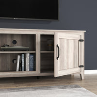 TV Stand Storage Media Console Entertainment Center with Two Doors in Grey Walnut Finish