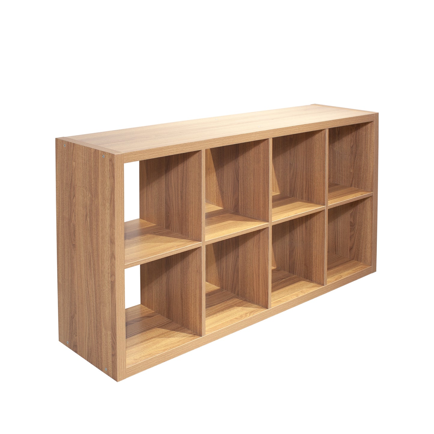 8-Cube Organizer Storage Bookcase with Open Back Shelves for Home Office Walnut Color