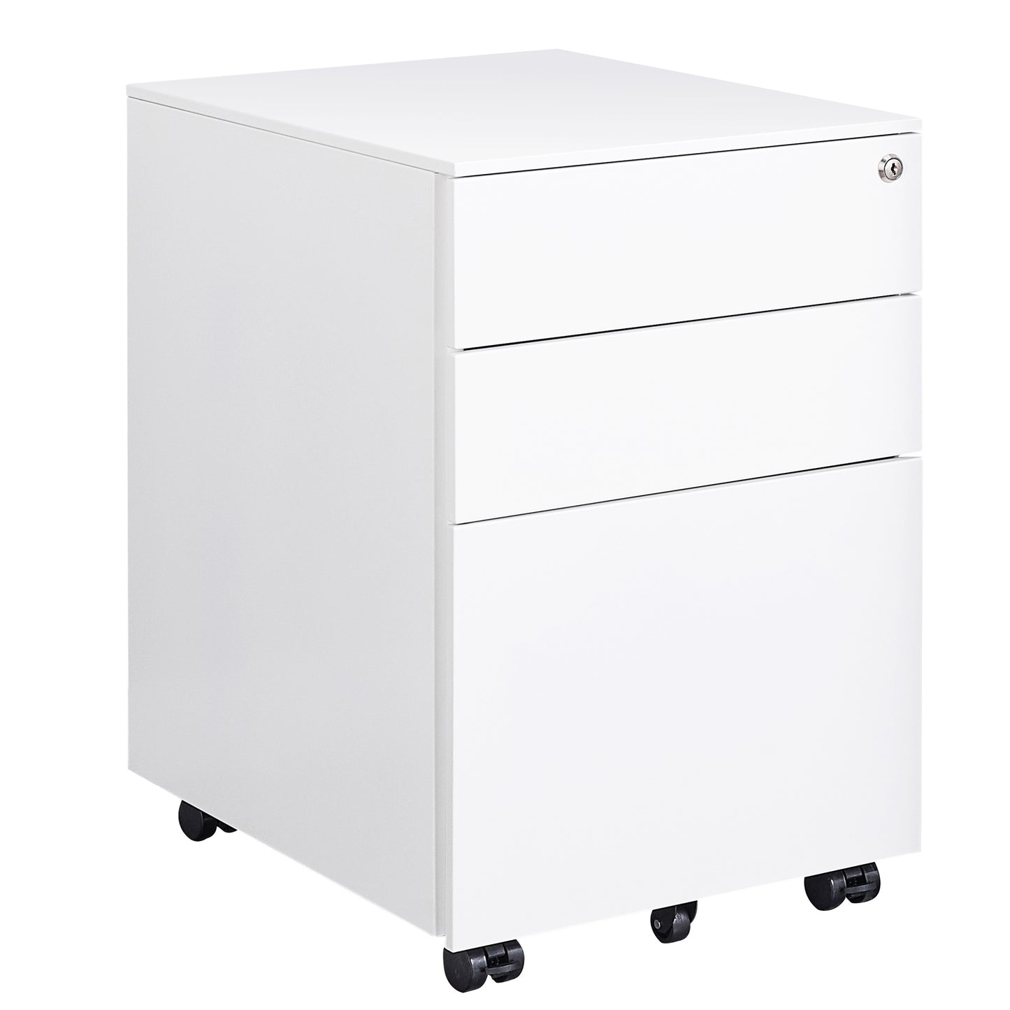 3 Drawer Mobile File Cabinet with Lock Steel Storage for Legal Letter A4 F4 Size Fully Assembled Home Office Use