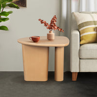 Tapered Tabletop Side Table Natural Wood Accent Table for Living Room Bedroom