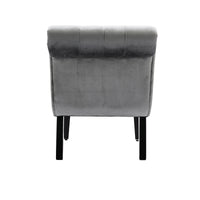 Modern Velvet Armless Accent Chair Upholstered Fabric Comfortable Leisure Chair with Wooden Legs for Living Room Bedroom Office Silver