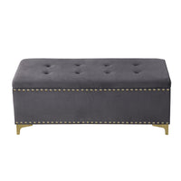 Large Storage Benches with Nailhead Trim Tufted Velvet 2 in 1 Combination for Living Room Entryway Hallway Bedroom Gold Legs 250lbs Capacity