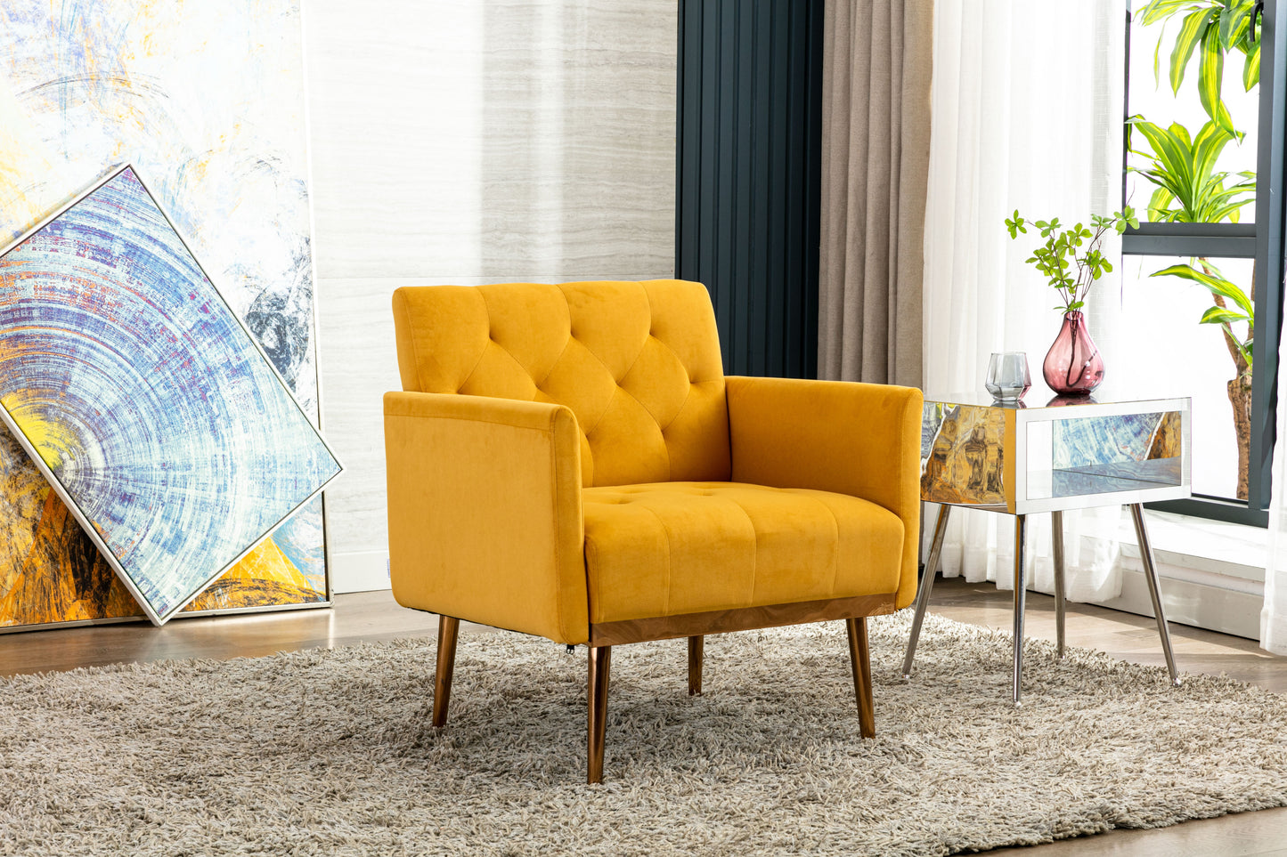 Accent  Chair  ,leisure single sofa  with Rose Golden  feet