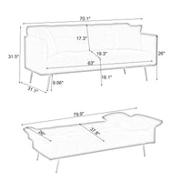 70.1 "futon sofa bed, convertible double sofa bed with folding armrests for living rooms and small Spaces