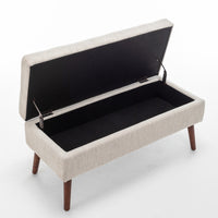 Off White Storage Bench for Bedroom or Entryway 43.7 Inch Ottoman Foot of Bed Seating Solution