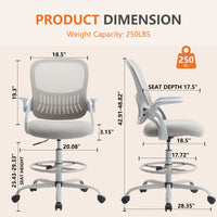 Ergonomic High Desk Chair with Flip-up Armrests Adjustable Tall Office Chair for Comfort and Support