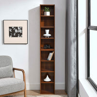 8-Tier Slim Media Tower Rack Adjustable Shelves Tall Bookcase Storage Cabinet for Home Office Display