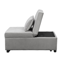 Folding Ottoman Sofa Bed Gray Versatile Space Saving Furniture for Living Room Guest Bed