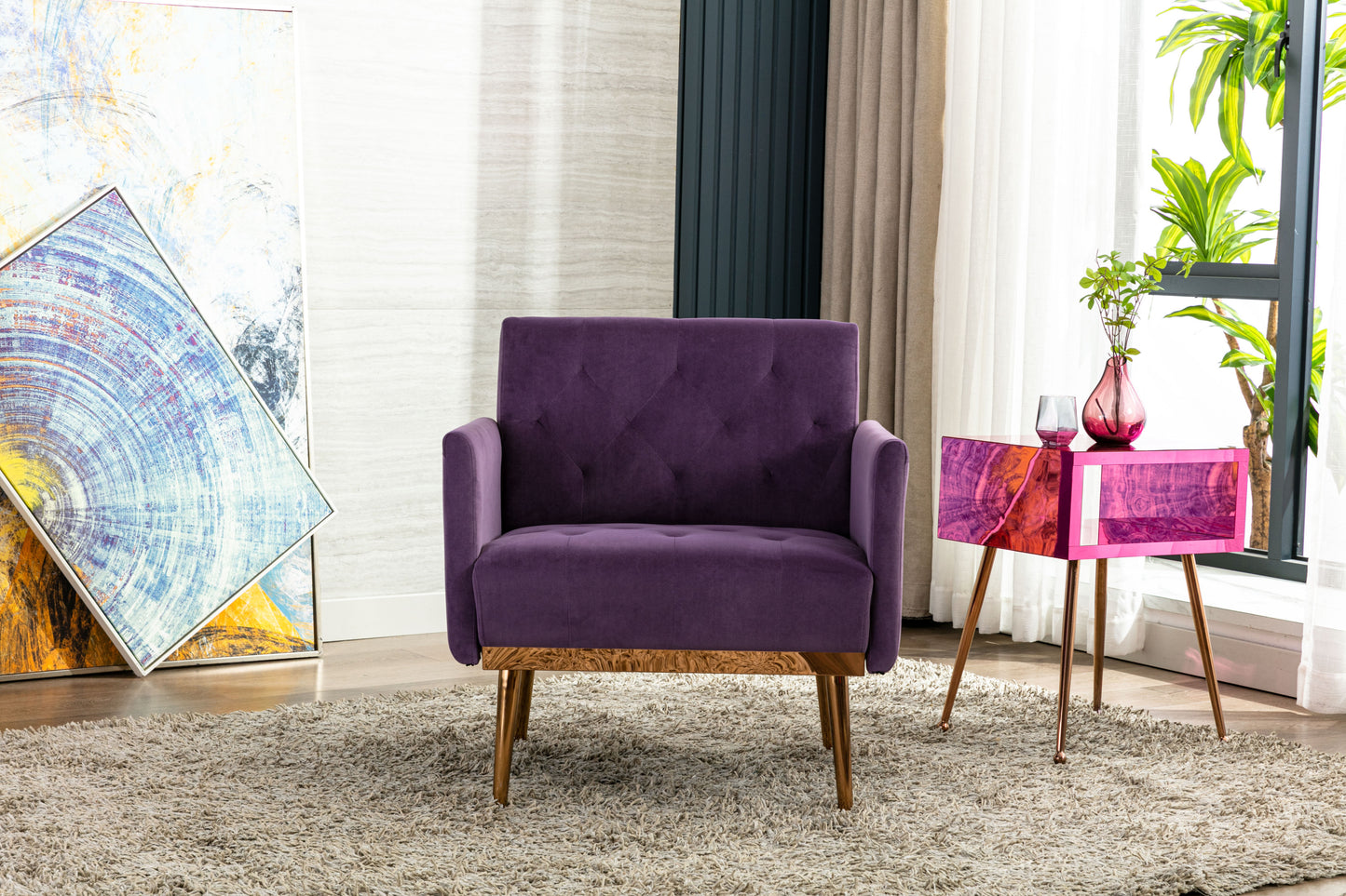 Accent  Chair  ,leisure single sofa  with Rose Golden  feet