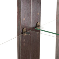 Elegant Cherry Curio Cabinet with Tempered Glass Doors Adjustable Shelves Mirrored Back and Lighted Display for Home Office