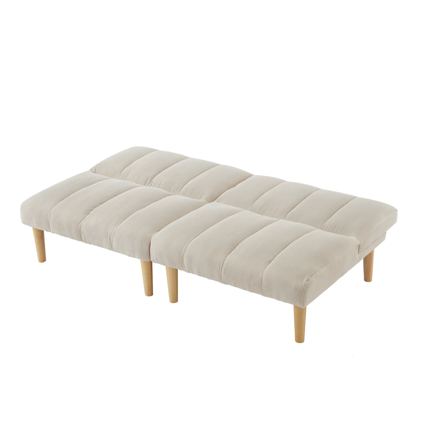 Corduroy fabric, wooden legs convertible sofa bed (Color:Beige)