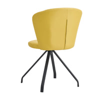 Light Yellow 360 degree  Swivel Makeup Chair PU Upholstered Vanity Chair with Black Metal Legs for Home Office Bedroom Dining Room