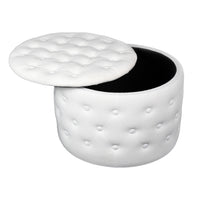 Round Velvet Storage Ottoman Footrest for Living Room Bedroom Stylish Accent Furniture