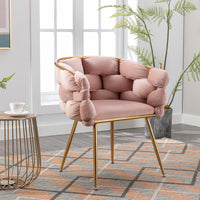 Luxury Velvet Single Sofa Chair Set of 2 Modern Simple Leisure Pink for Bedroom Dresser Stool Manicure Table Back Chair