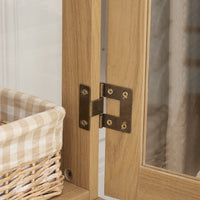 Elegant Oak Curio Cabinet with Glass Doors Adjustable Shelves Mirrored Back Lighted Display for Home Office