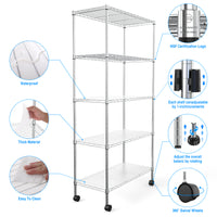 5 Tier Heavy Duty Wire Shelving Unit Adjustable Metal Storage Shelves for Garage Kitchen Office Commercial Use Chrome Finish